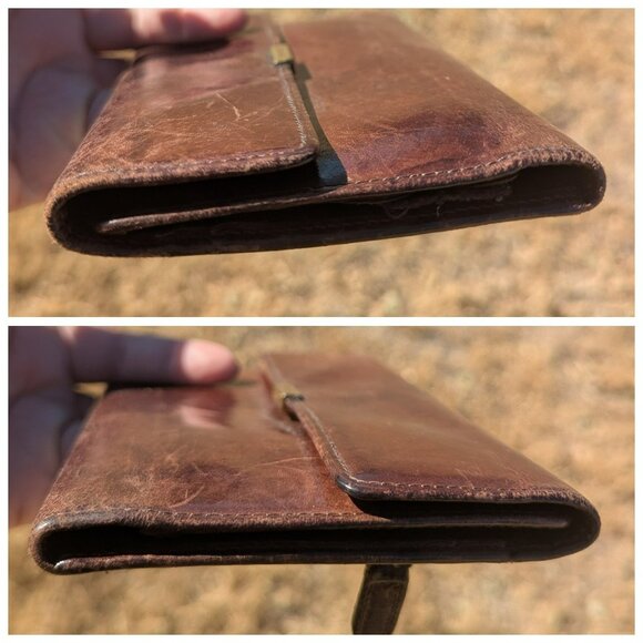 Vintage Coach Leather Trifold Full Size Wallet Brown - Picture 3 of 12